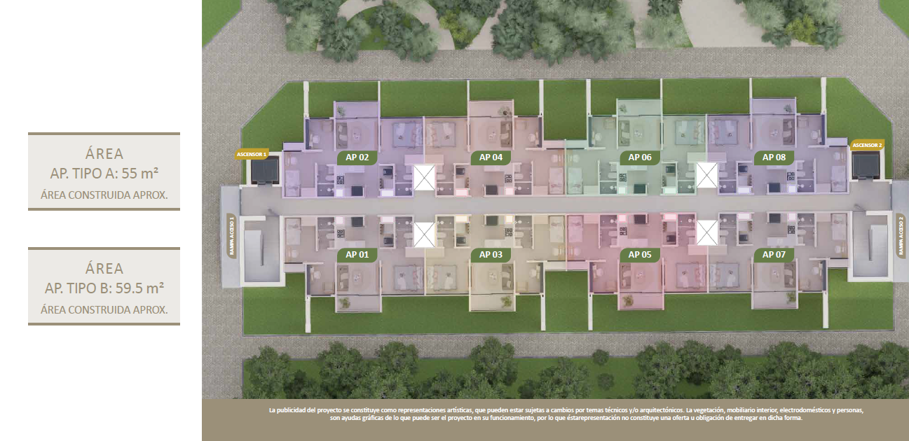 Verdenzza — planta general de apartamentos por piso